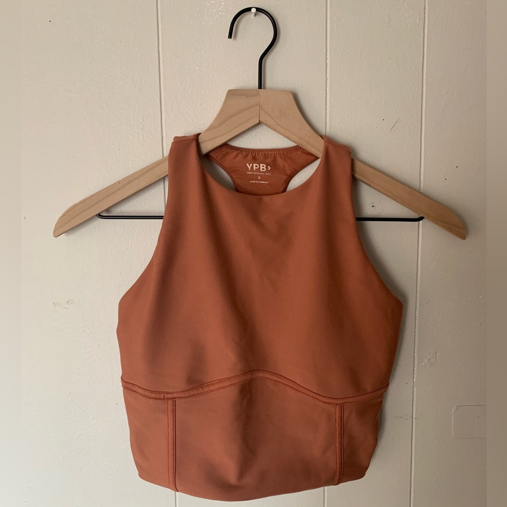 YPB Rust High Neck Sports Bra Crop Top Size S